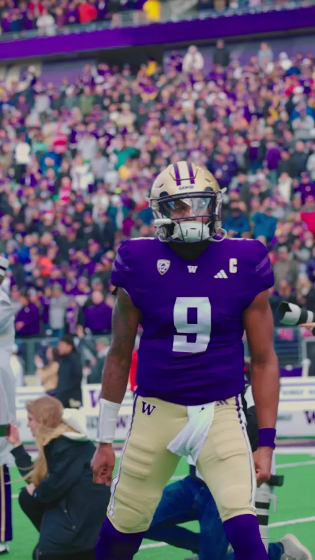 UW football player in Husky Stadium
