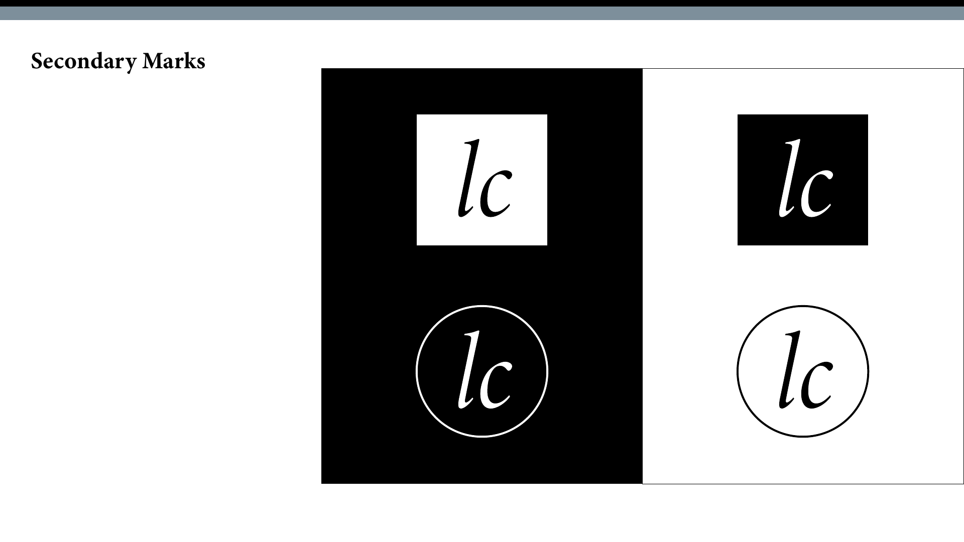 Life Church Bellingham secondary LC monogram marks in square and circular black-and-white treatments.