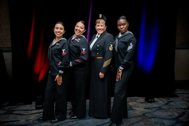 Sailors in dress uniform at the Navy Ball in Everett