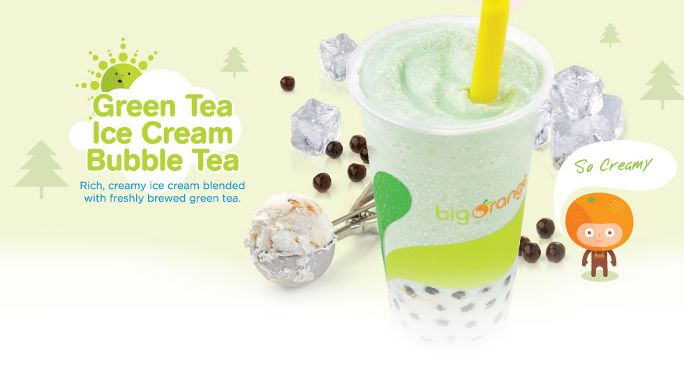 Big Orange green tea ice cream bubble tea