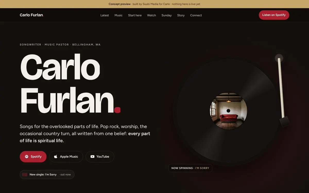 Carlo Furlan Music desktop view