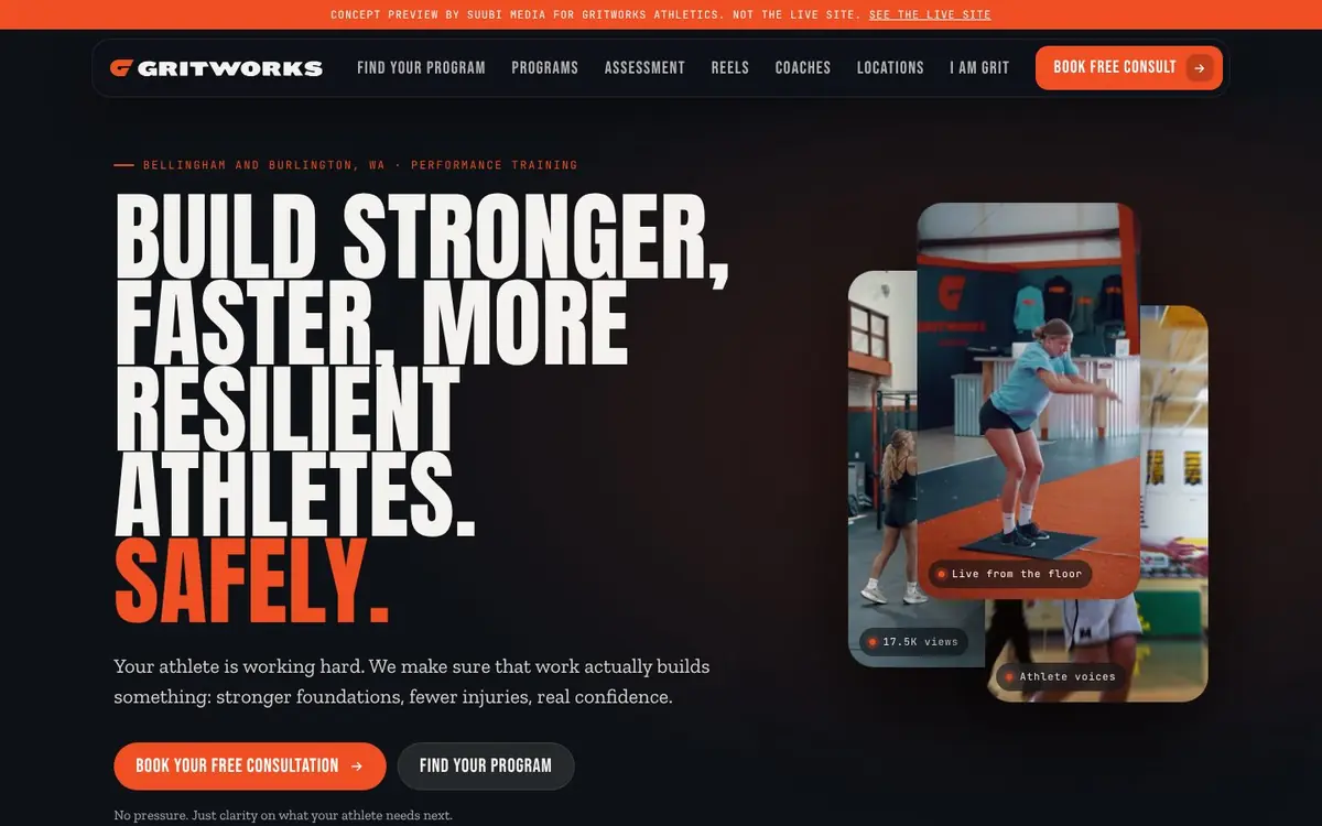 Gritworks Athletics desktop view