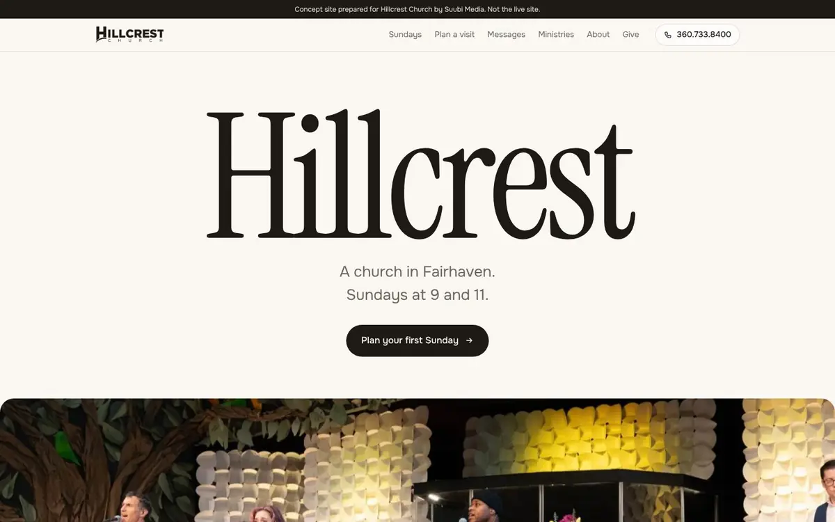 Hillcrest Church desktop view
