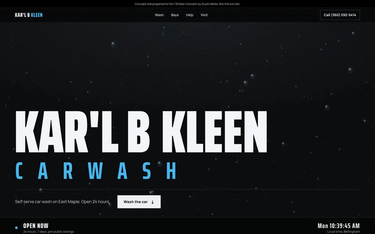 Kar'l B Kleen Carwash desktop view