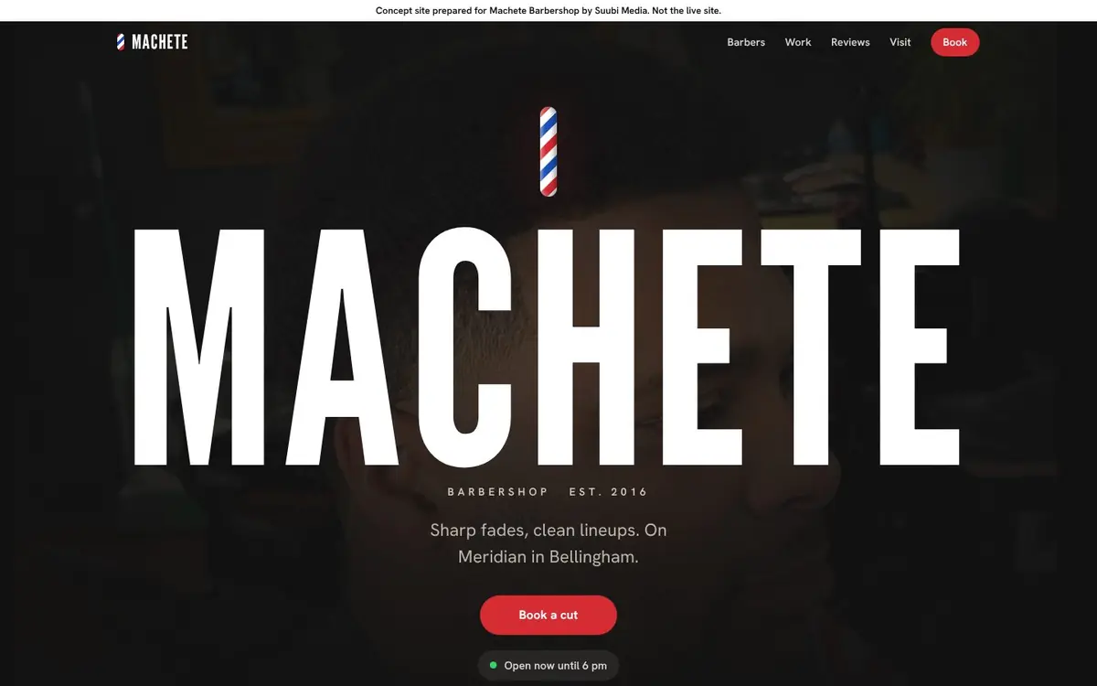 Machete Barbershop desktop view