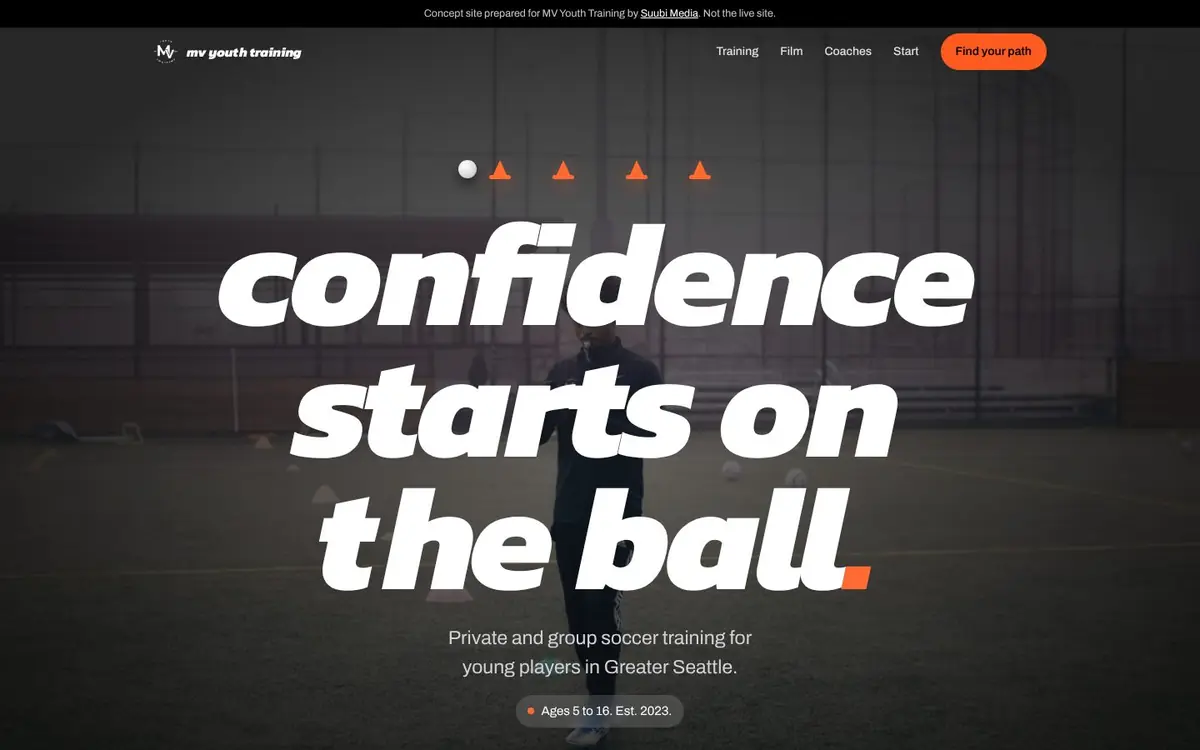 MV Youth Training desktop view