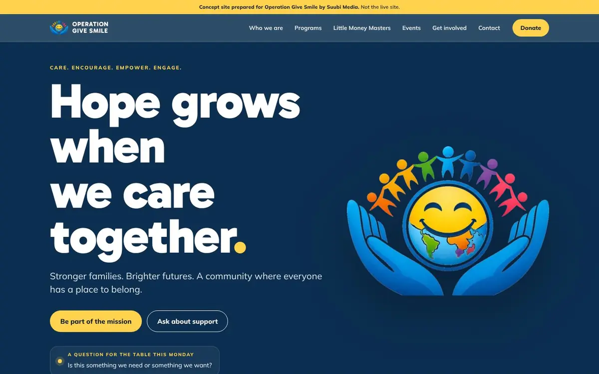 Operation Give Smile desktop view