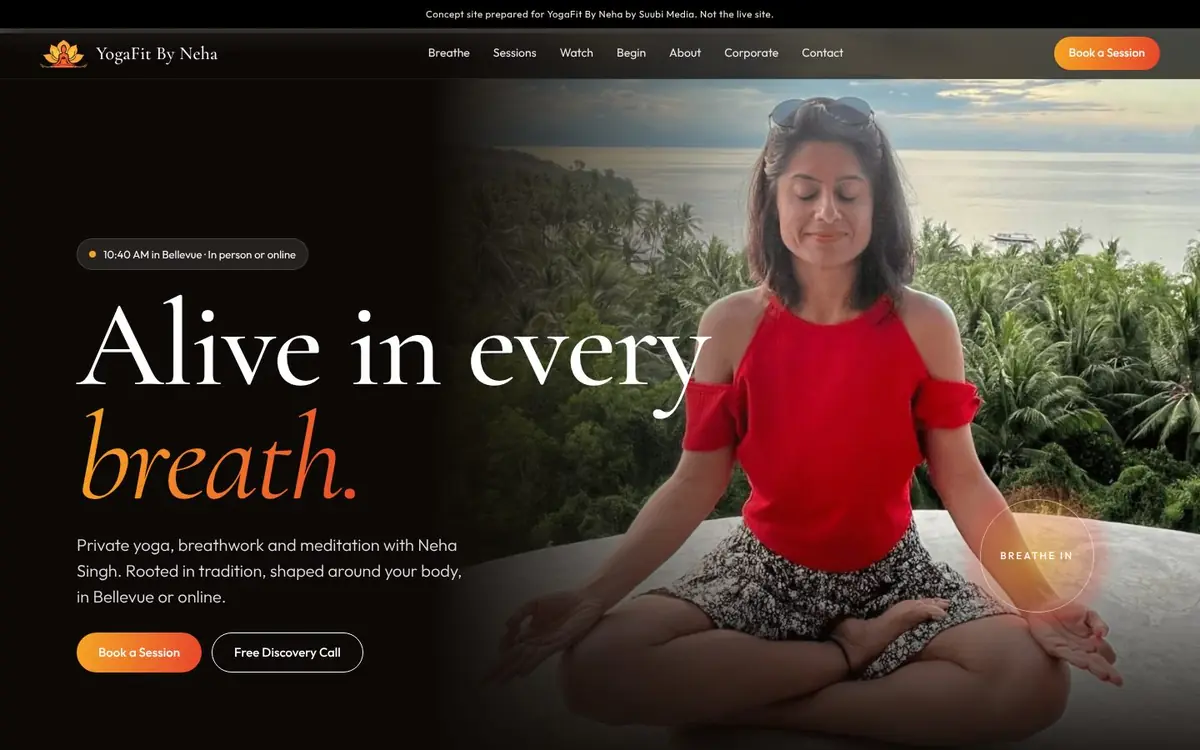 YogaFit By Neha desktop view